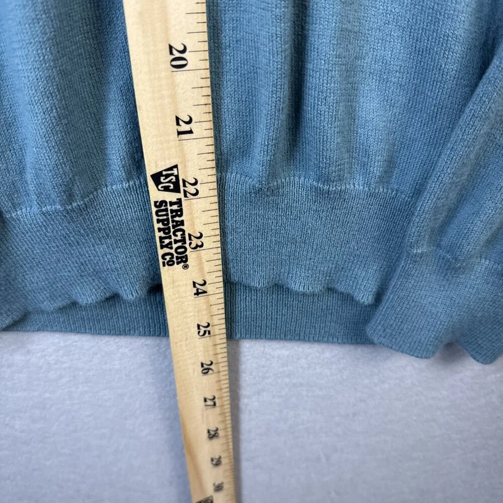 J. Crew Sweater Mens Size M Blue V-Neck Knit Cotton‎ Cashmere Pullover Upscale